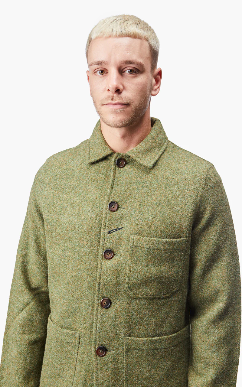 Universal Works Bakers Jacket Harris Tweed Olive - Image 2