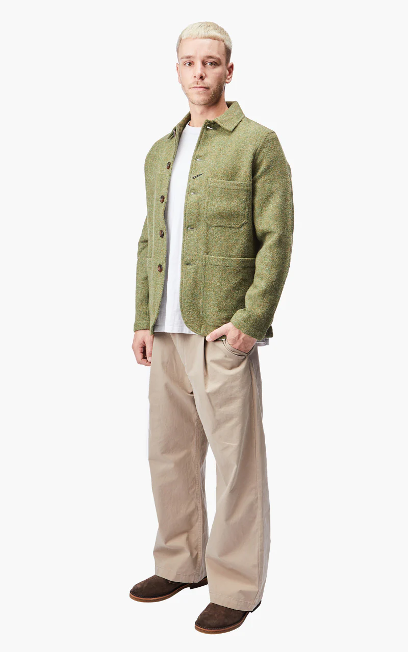 Universal Works Bakers Jacket Harris Tweed Olive - Image 5