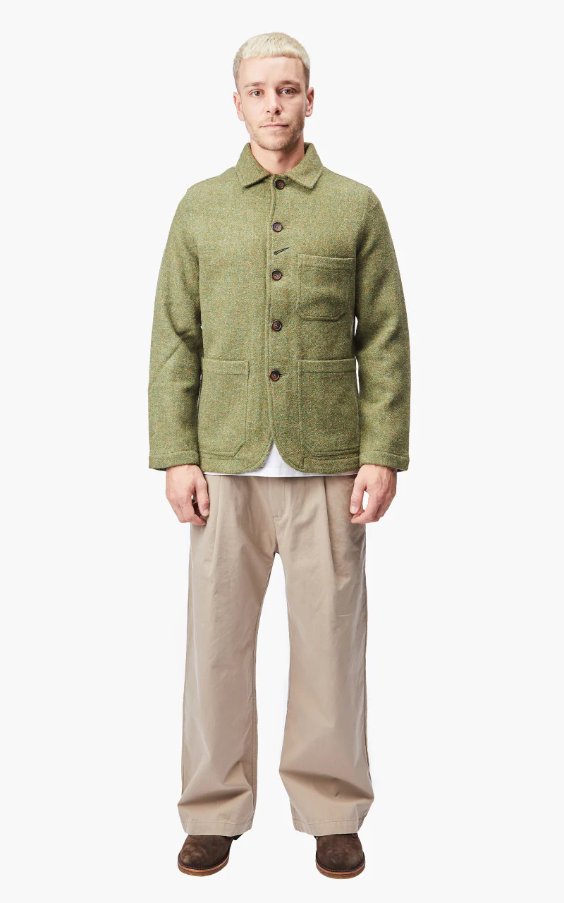 Universal Works Bakers Jacket Harris Tweed Olive - Image 6