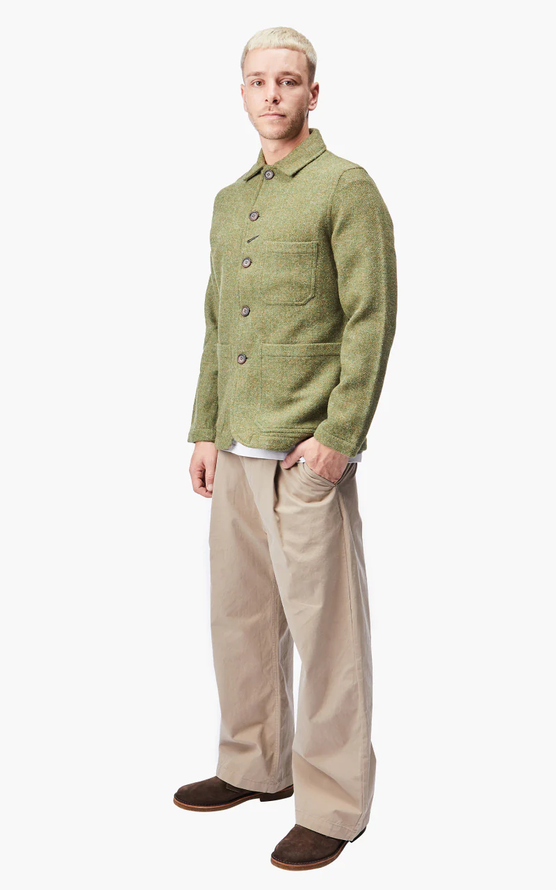 Universal Works Bakers Jacket Harris Tweed Olive - Image 7
