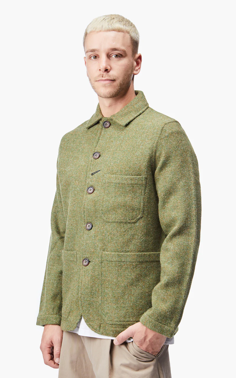 Universal Works Bakers Jacket Harris Tweed Olive - Image 8