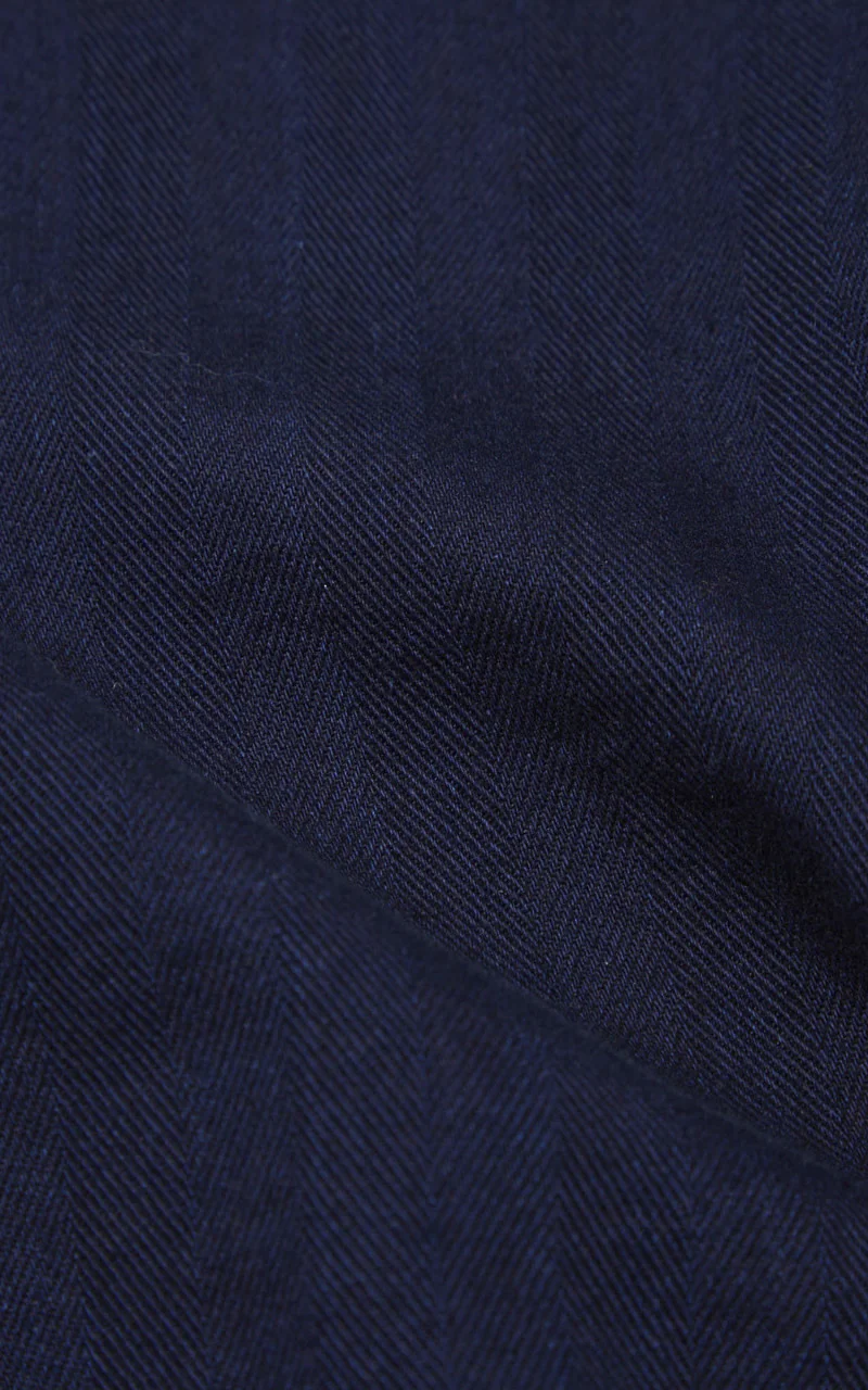 Universal Works Bakers Overshirt Herringbone Denim Indigo - Image 3