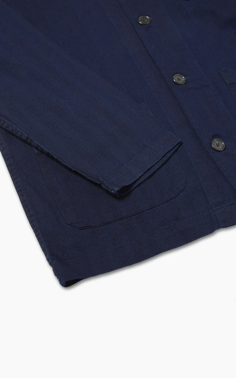 Universal Works Bakers Overshirt Herringbone Denim Indigo - Image 4