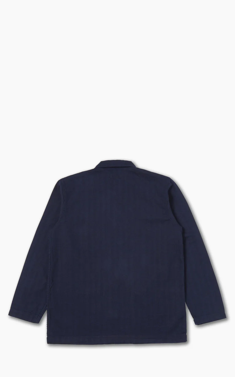 Universal Works Bakers Overshirt Herringbone Denim Indigo - Image 5