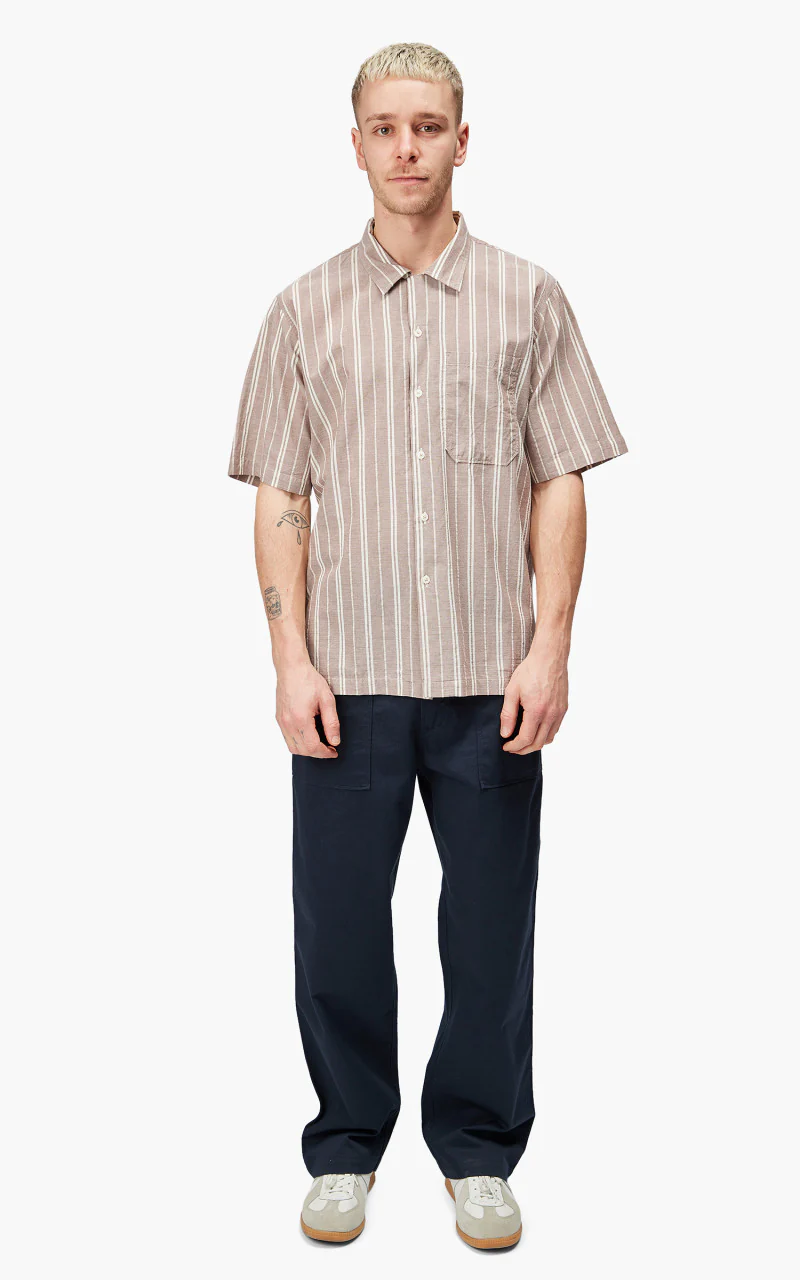 Universal Works Camp Shirt Nisi Cotton Brown - Image 2