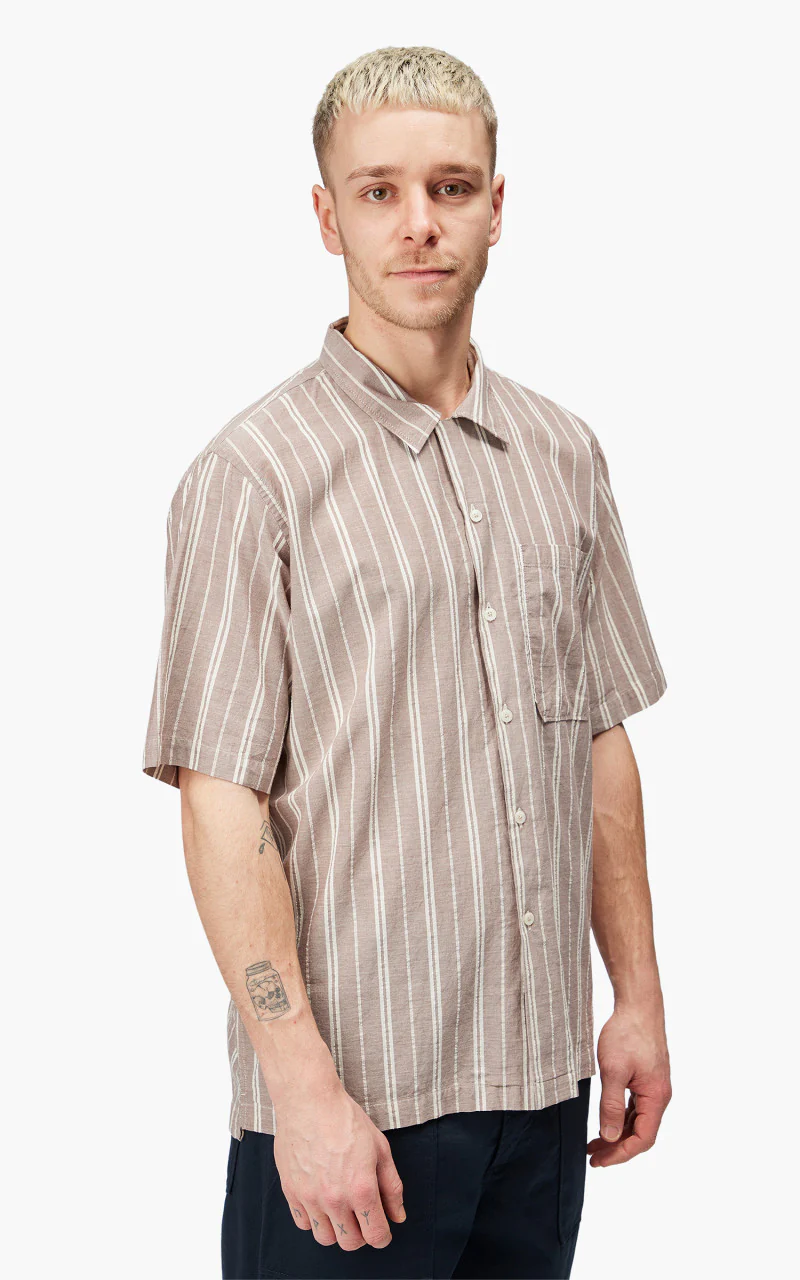 Universal Works Camp Shirt Nisi Cotton Brown - Image 6