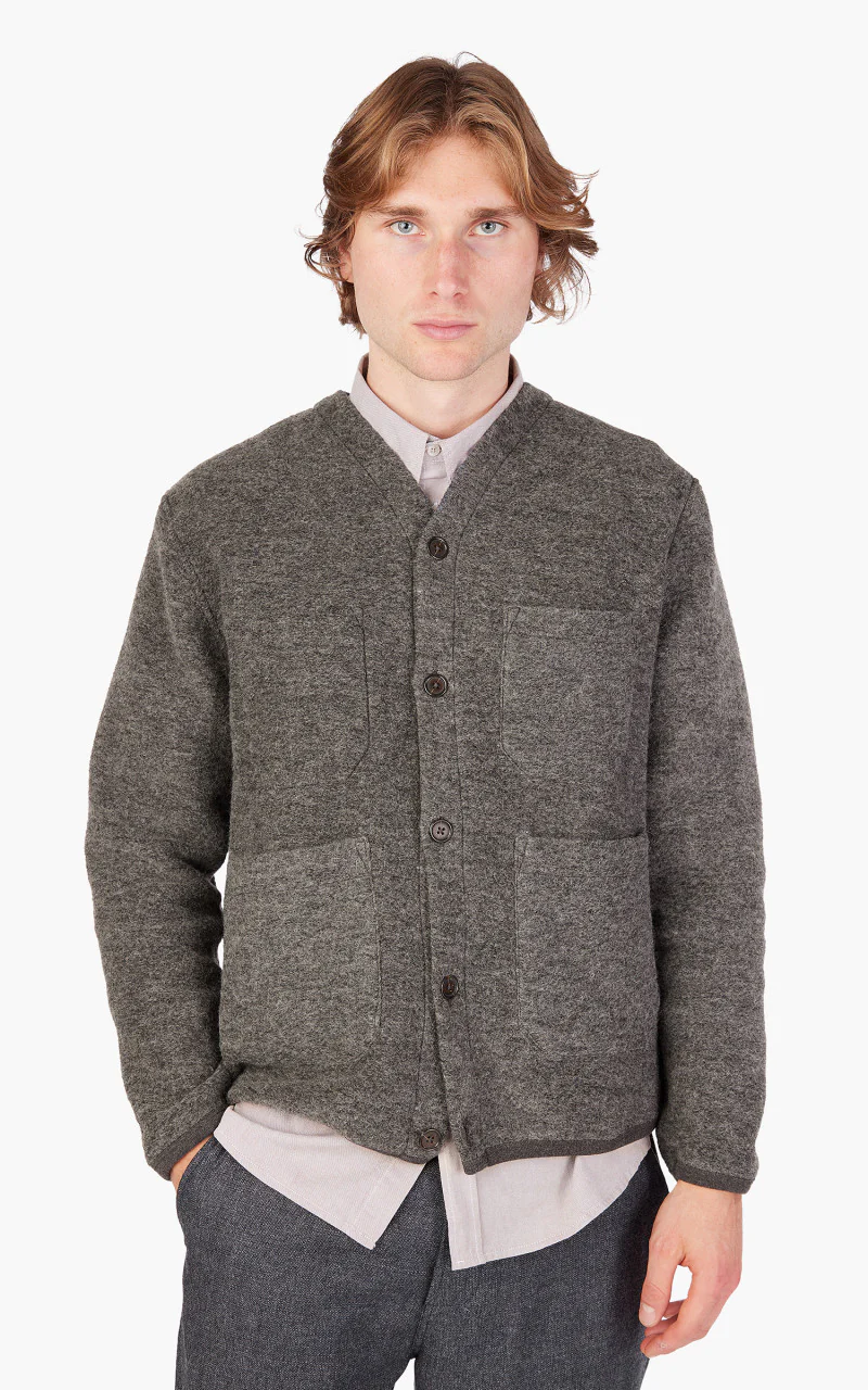 Universal Works Cardigan Wool Fleece Grey Marl - Image 4