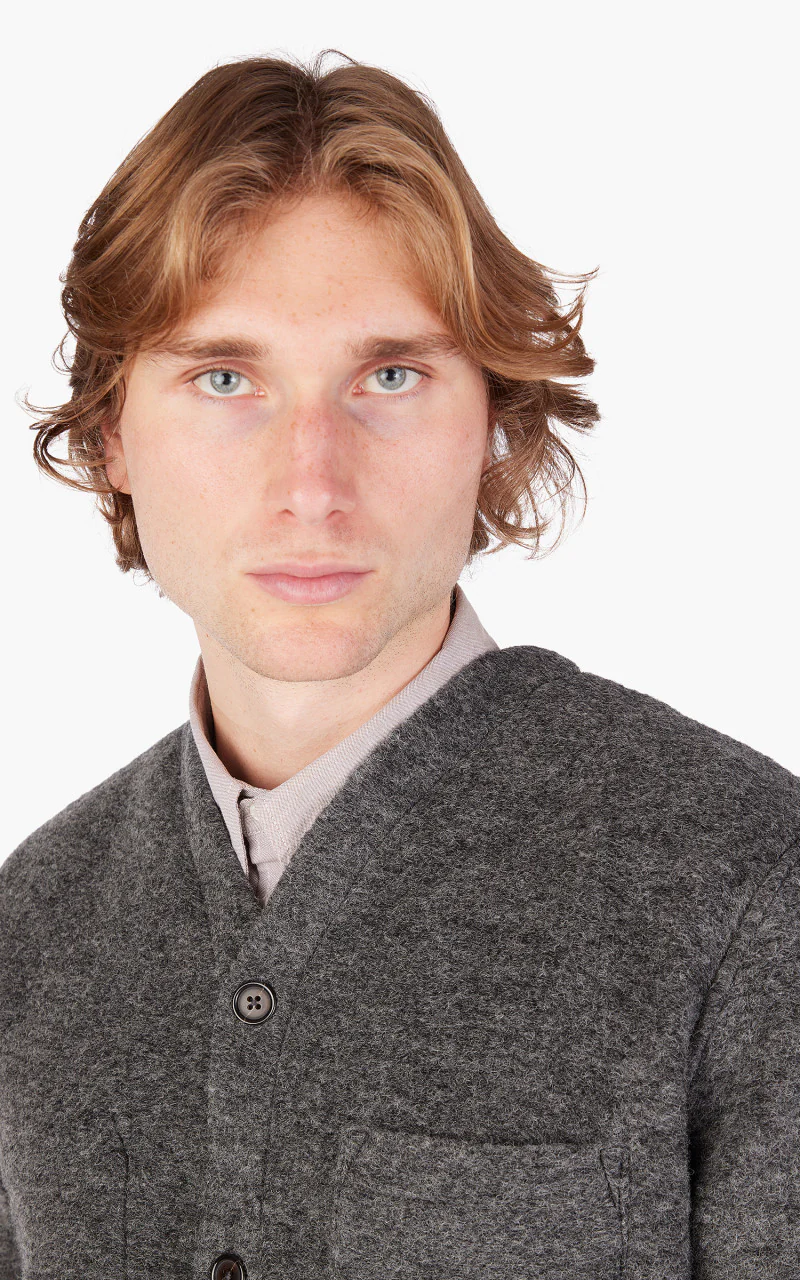Universal Works Cardigan Wool Fleece Grey Marl - Image 6