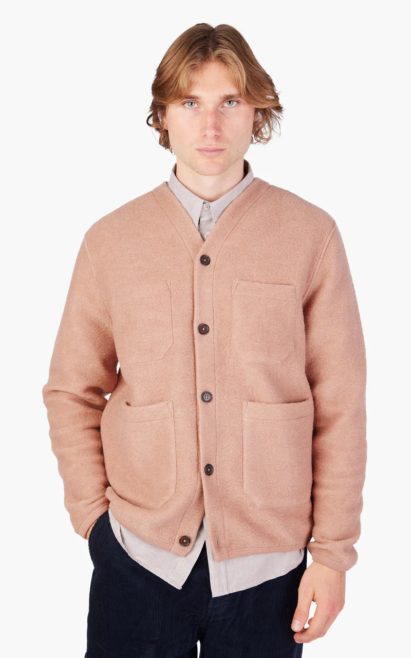 Universal Works Cardigan Wool Fleece Pink - Image 4