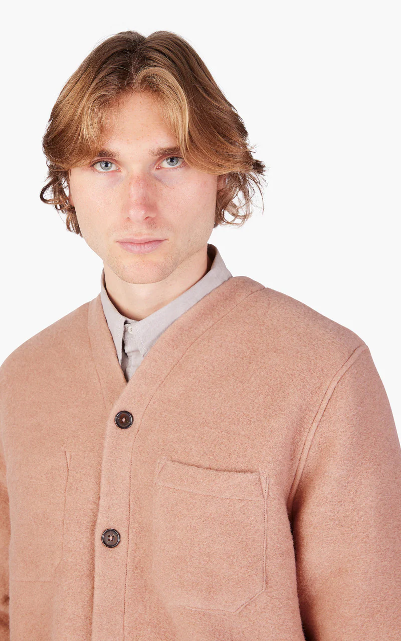 Universal Works Cardigan Wool Fleece Pink - Image 6