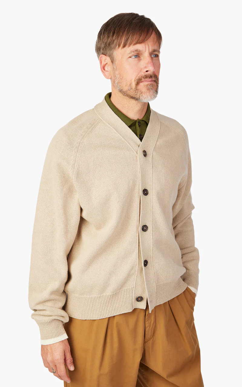 Universal Works David Cardigan Eco Cotton Dark Sand - Image 4