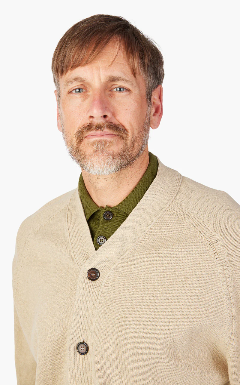 Universal Works David Cardigan Eco Cotton Dark Sand - Image 8