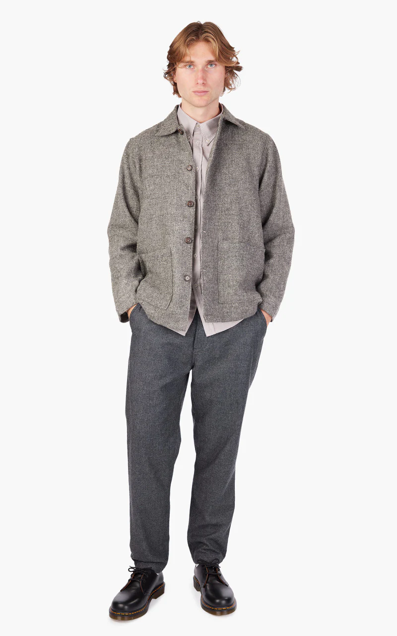 Universal Works Easy Over Jacket Harris Tweed Grey - Image 4