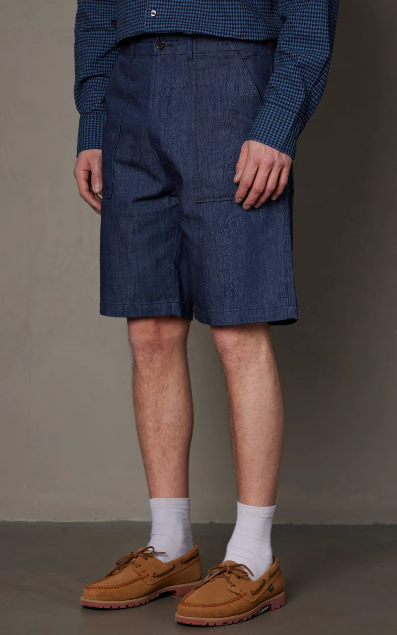 Universal Works Fatigue Short Atlantic Denim Indigo - Image 4