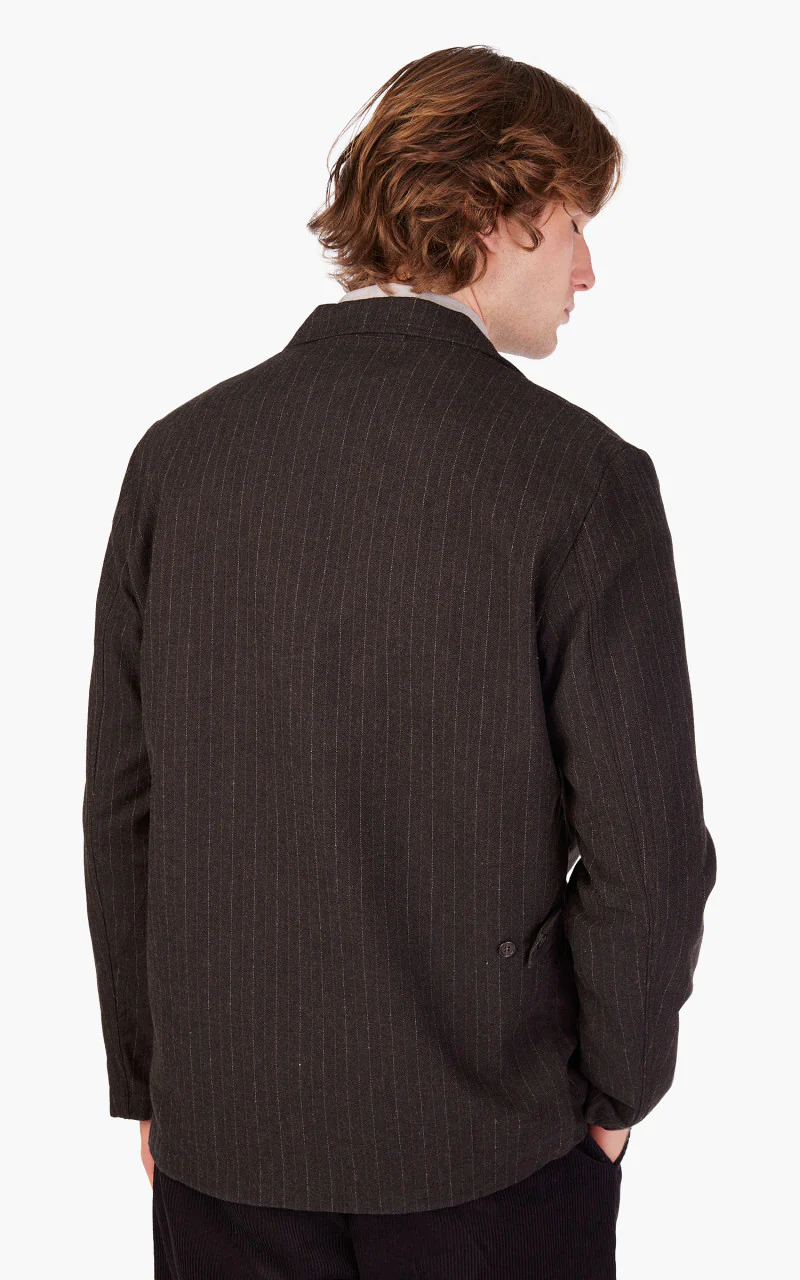 Universal Works Five Pocket Jacket Italian Pinstripe Brown - Image 7