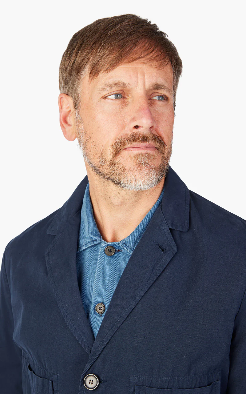 Universal Works Five Pocket Jacket Summer Canvas Navy - Image 6