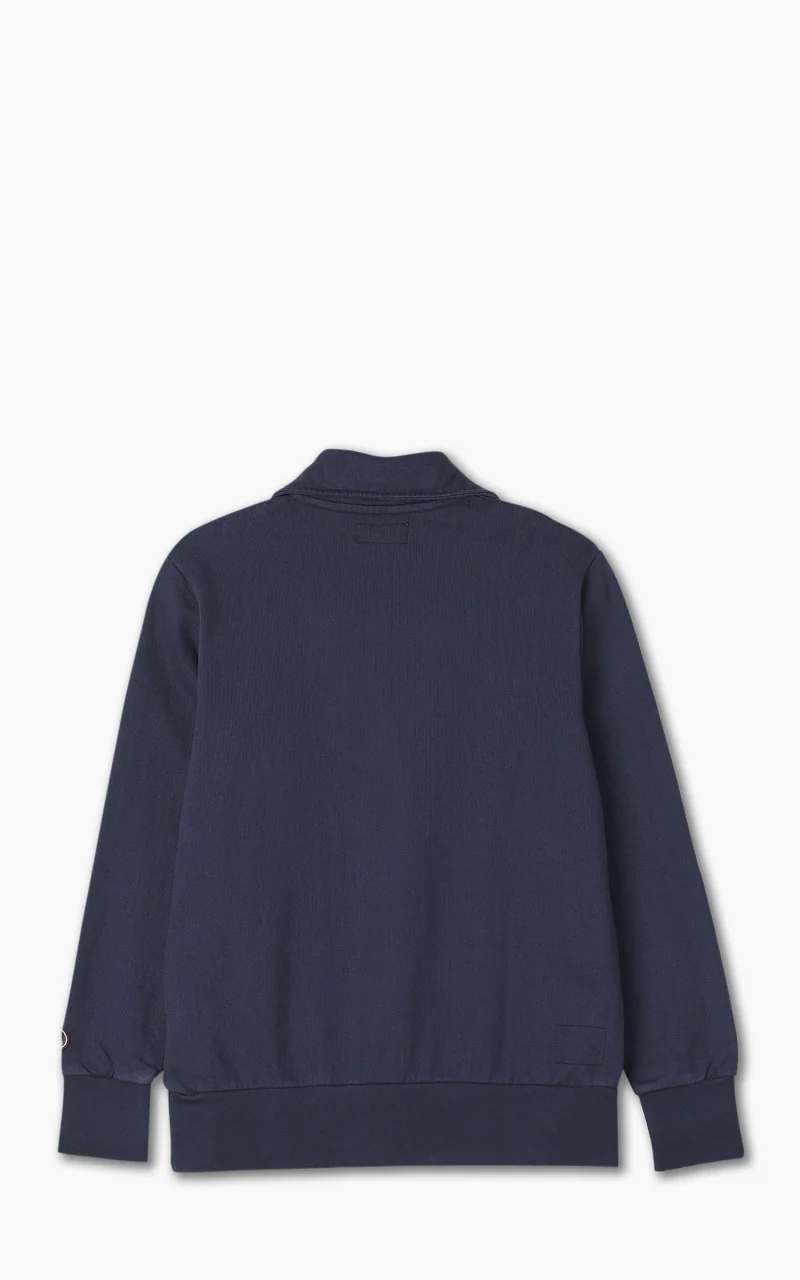 Universal Works Half Zip Sweatshirt Brushback Navy - Image 3
