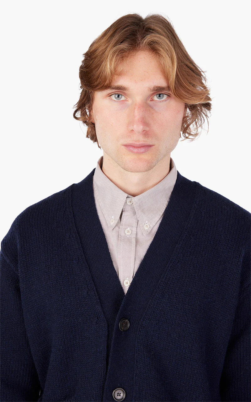 Universal Works Langdale Cardigan Eco Wool Navy - Image 5