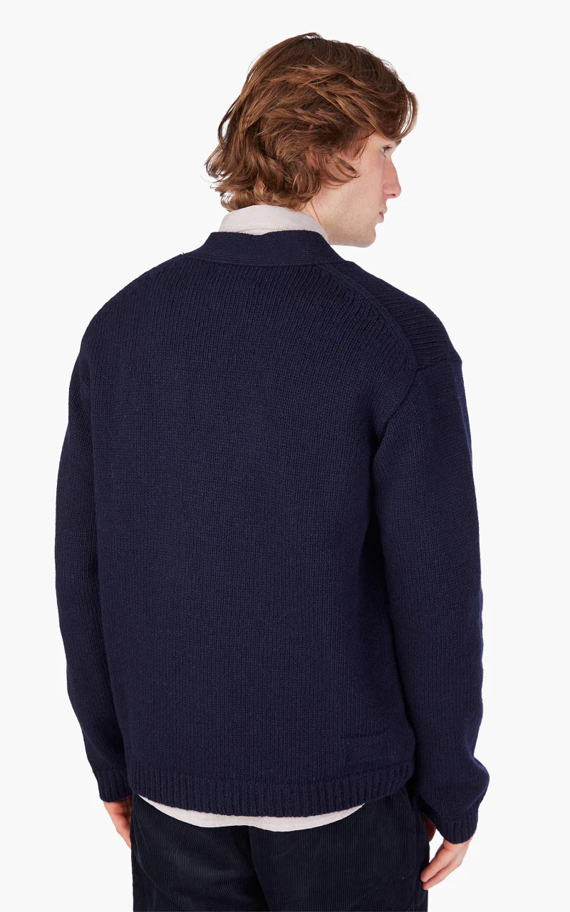 Universal Works Langdale Cardigan Eco Wool Navy - Image 7