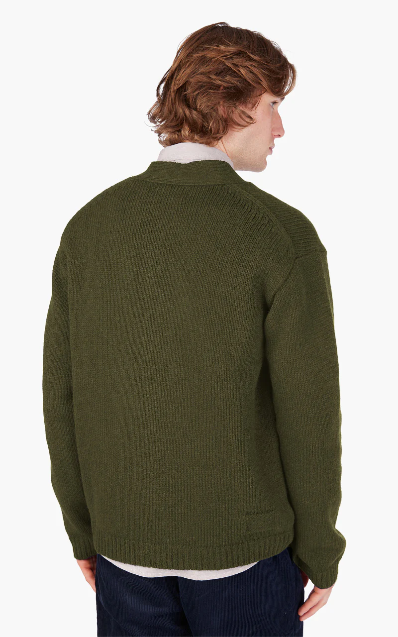Universal Works Langdale Cardigan Eco Wool Olive - Image 10