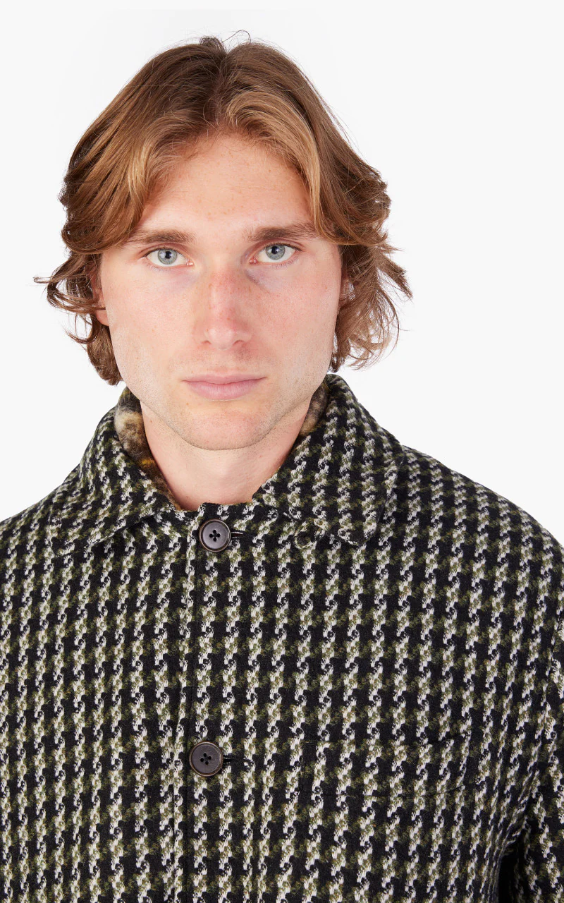 Universal Works Long Swing Overcoat Cortina Tweed Olive - Image 6