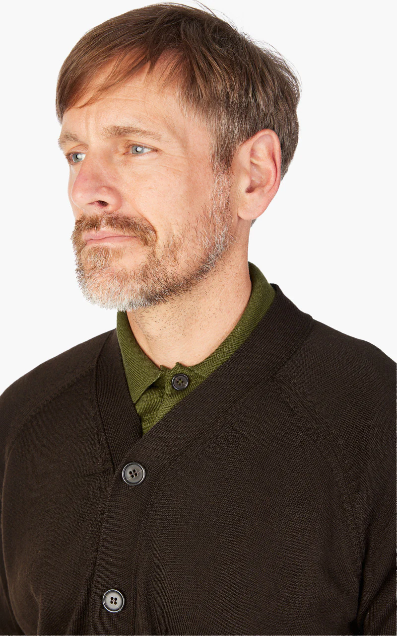 Universal Works Loose Cardigan Merino Knit Brown - Image 6