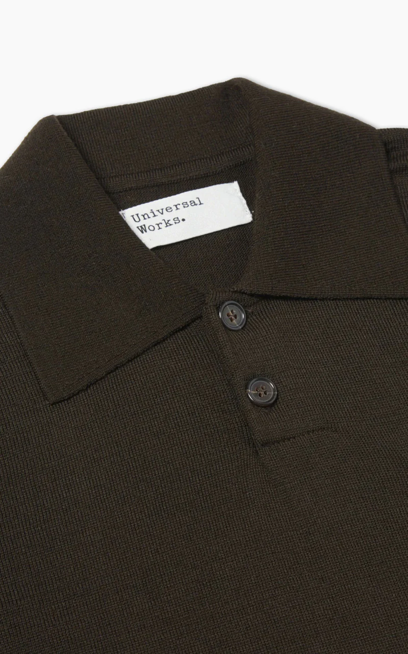Universal Works Loose Polo Merino Knit Brown - Image 5