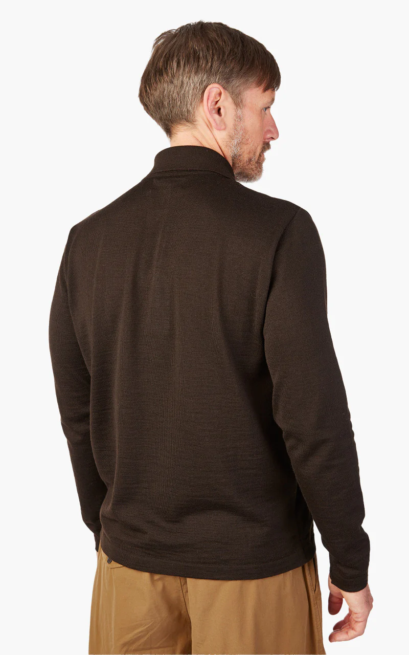 Universal Works Loose Polo Merino Knit Brown - Image 8