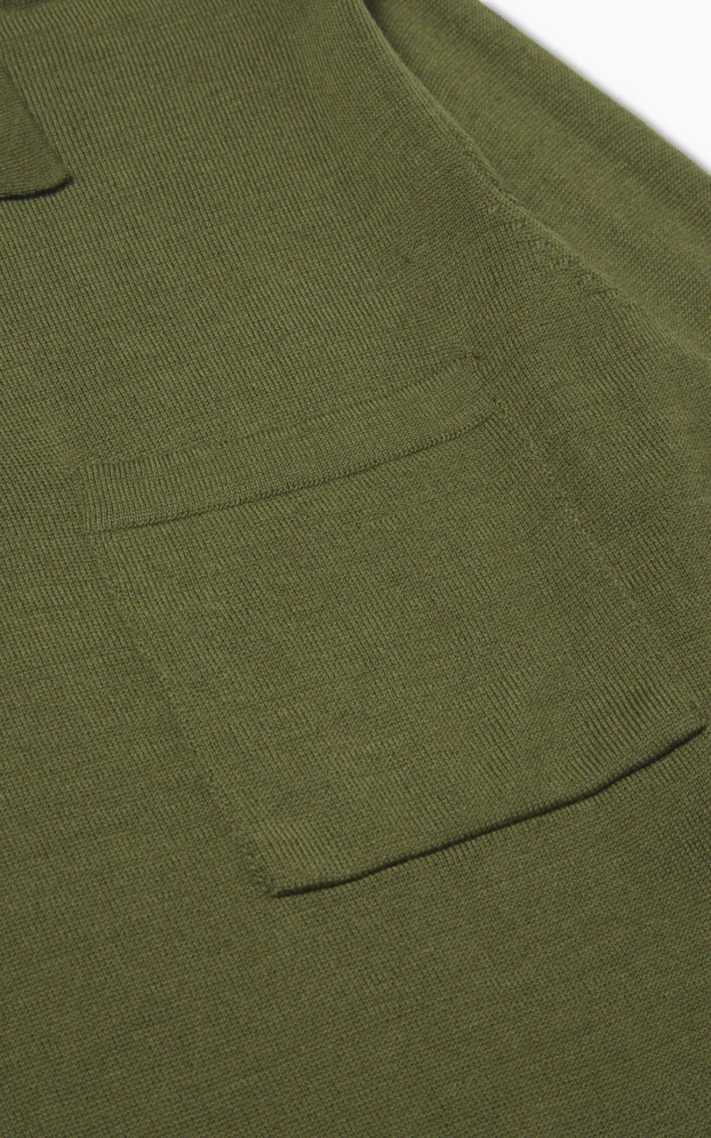 Universal Works Loose Polo Merino Knit Olive - Image 7