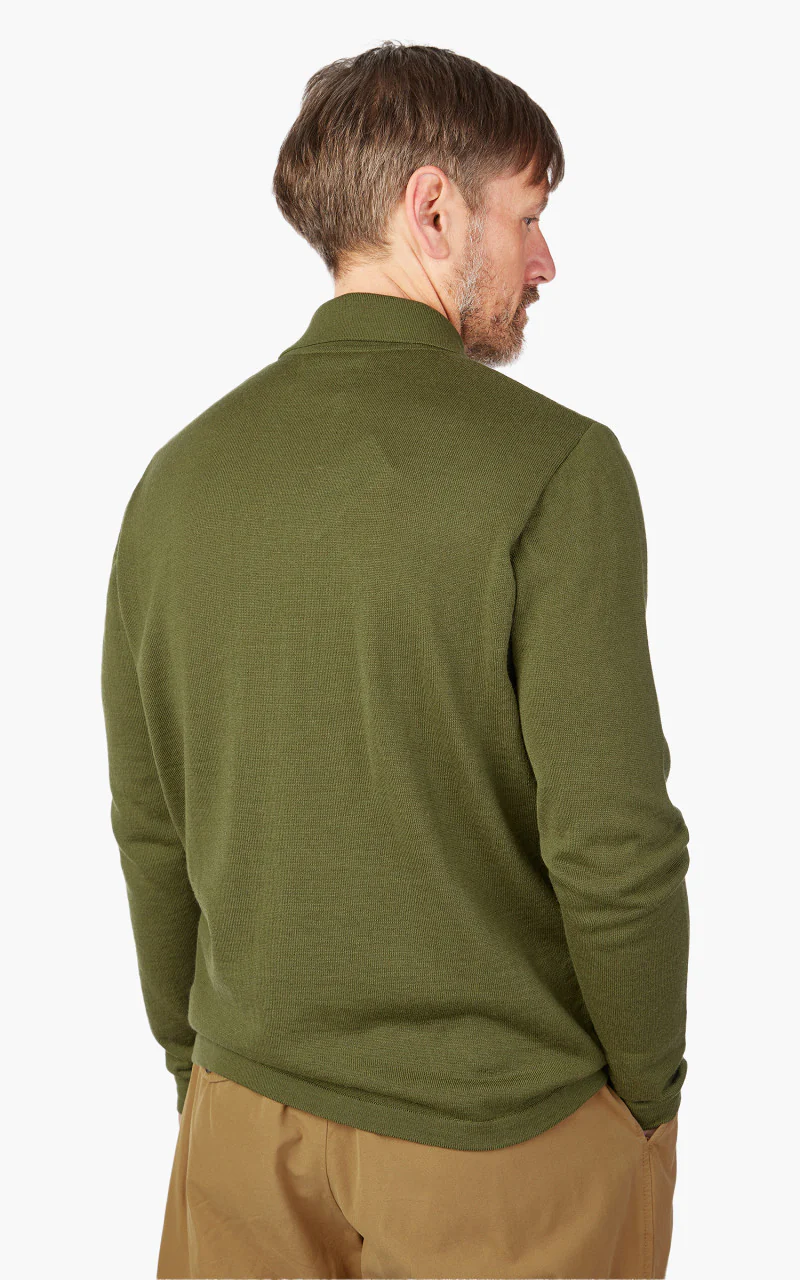 Universal Works Loose Polo Merino Knit Olive - Image 8