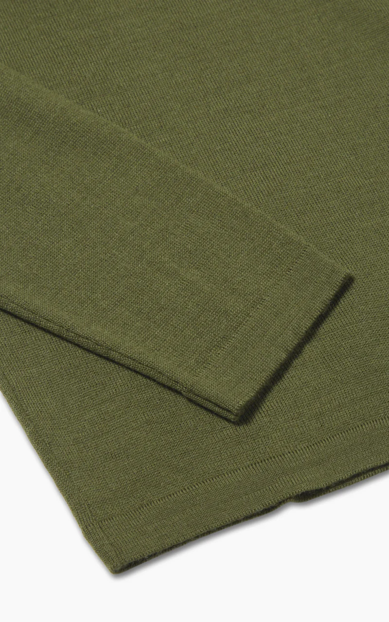 Universal Works Loose Polo Merino Knit Olive - Image 9