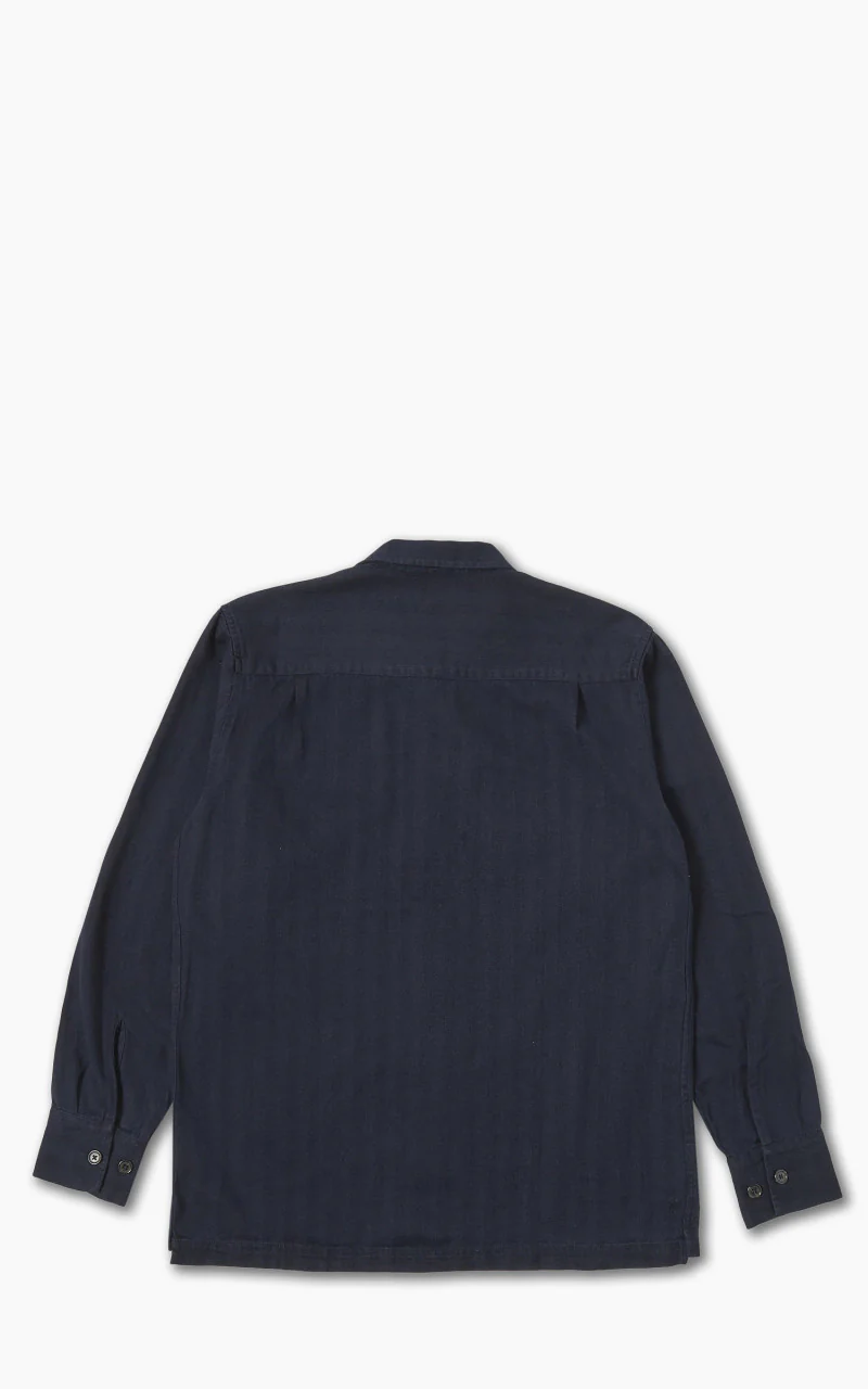 Universal Works L/S Utility Shirt Herringbone Denim Indigo - Image 5