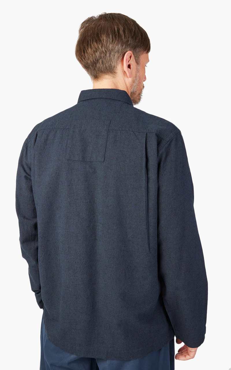 Universal Works Photographers Jacket Lord Cotton Linen Navy/Grey - Image 10