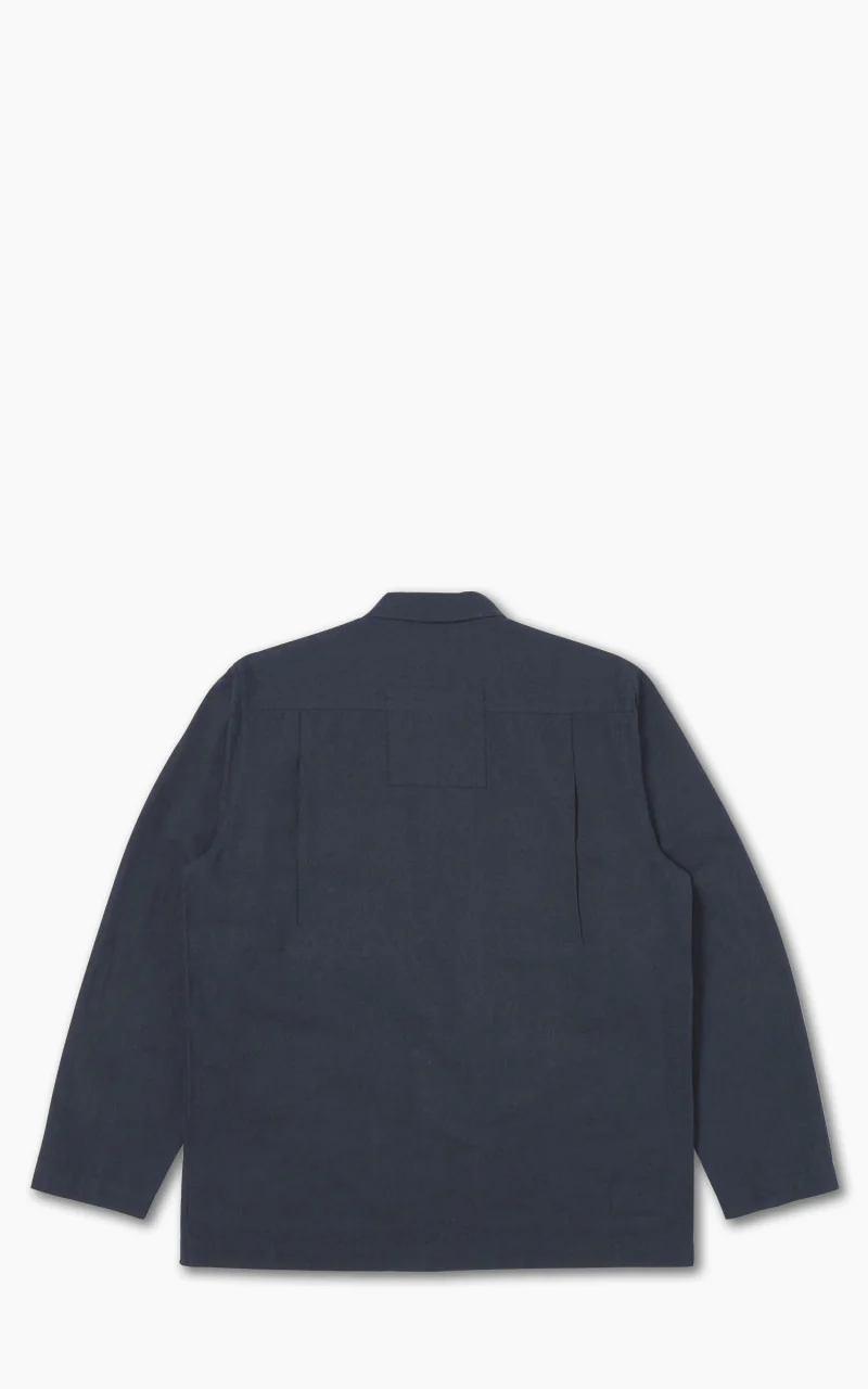Universal Works Photographers Jacket Lord Cotton Linen Navy/Grey - Image 11