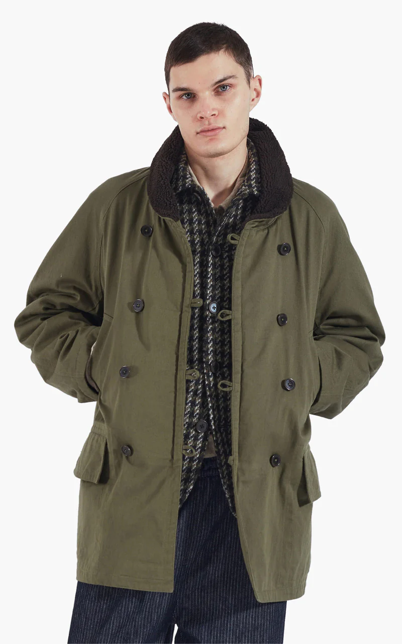 Universal Works Reversible Mackinaw Jacket Light Olive - Image 5