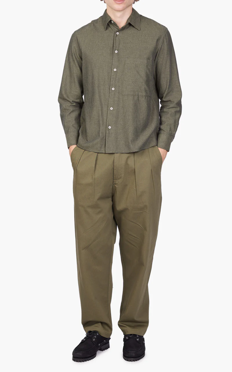 Universal Works Square Pocket Shirt Olive - Image 2