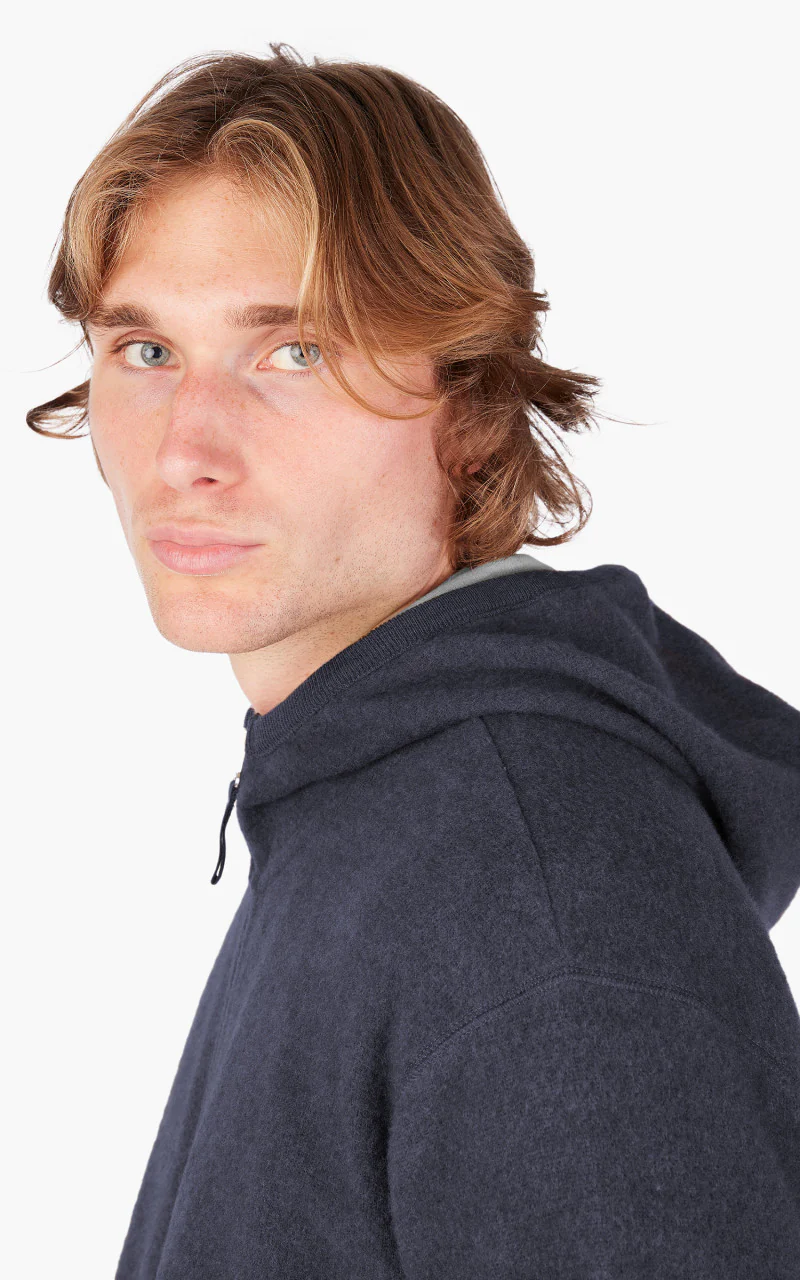Universal Works Surfer Hoodie Wool Cotton Knit Blue - Image 5