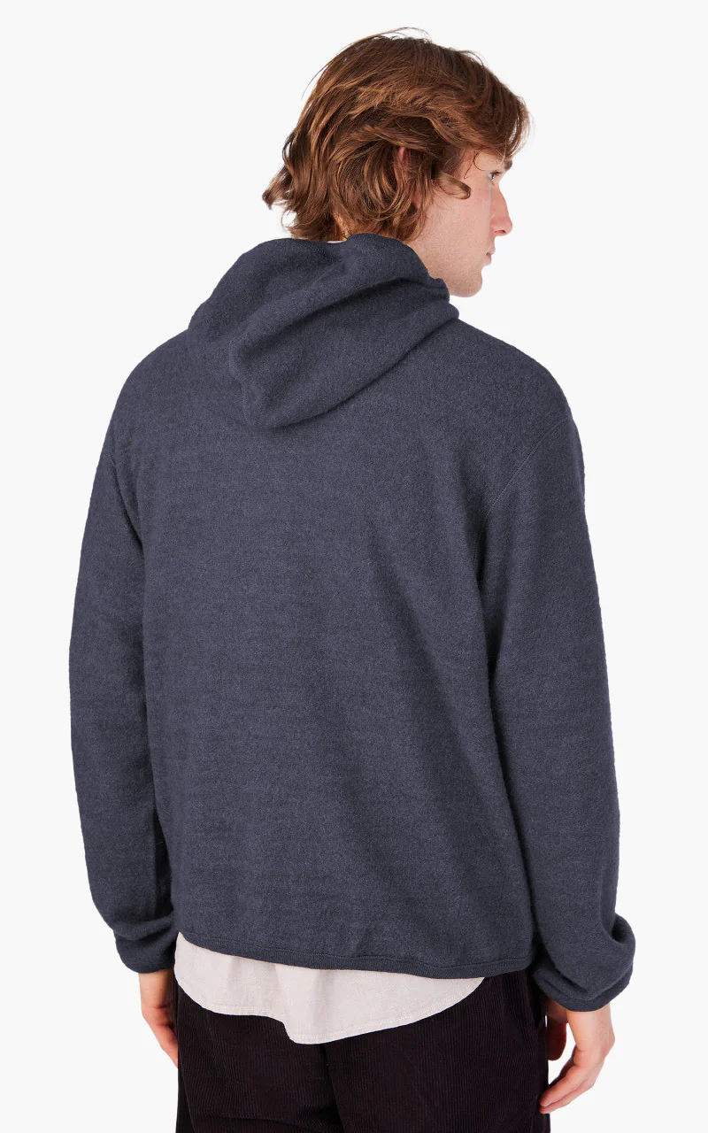 Universal Works Surfer Hoodie Wool Cotton Knit Blue - Image 6