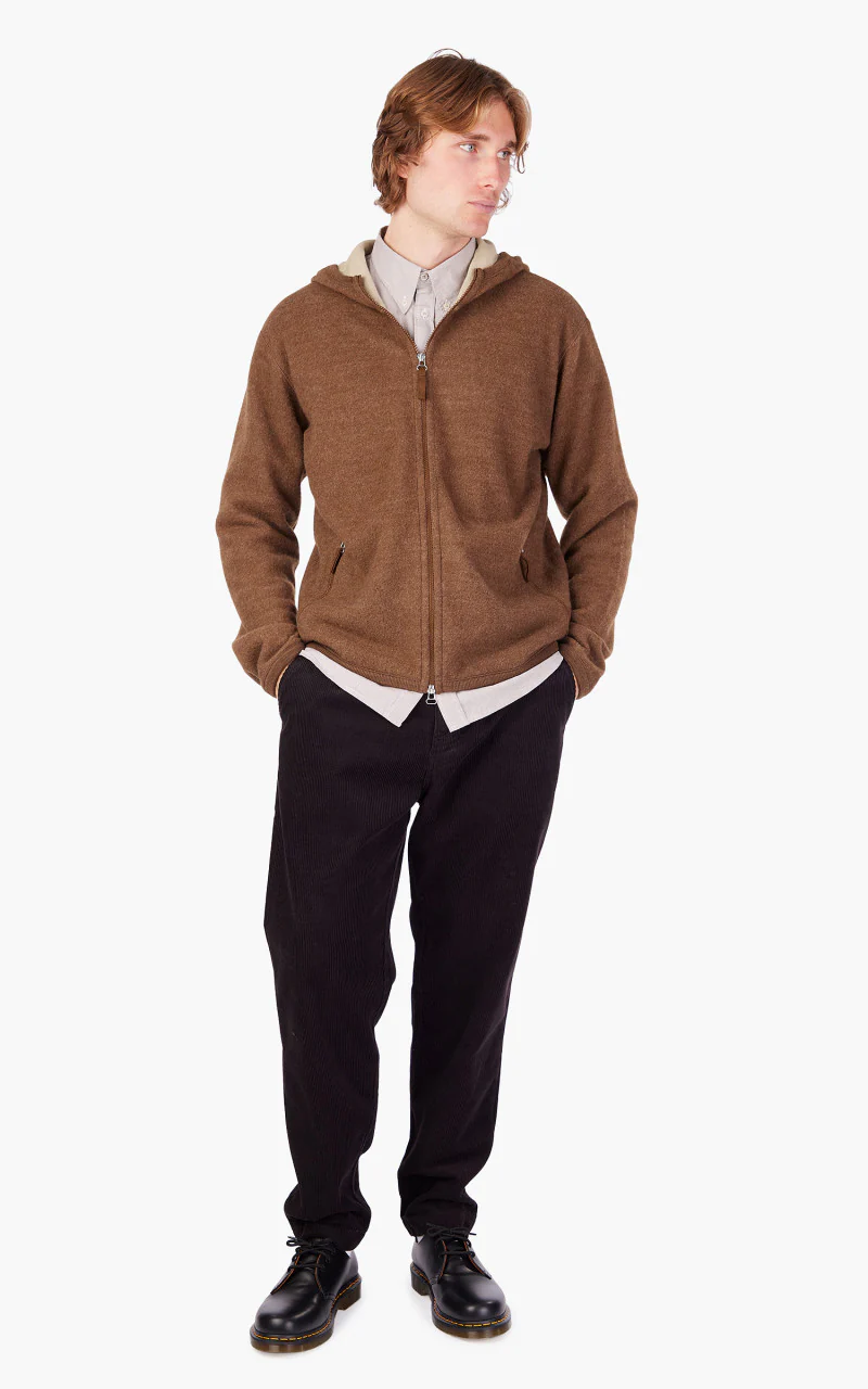 Universal Works Surfer Hoodie Wool Cotton Knit Brown - Image 2