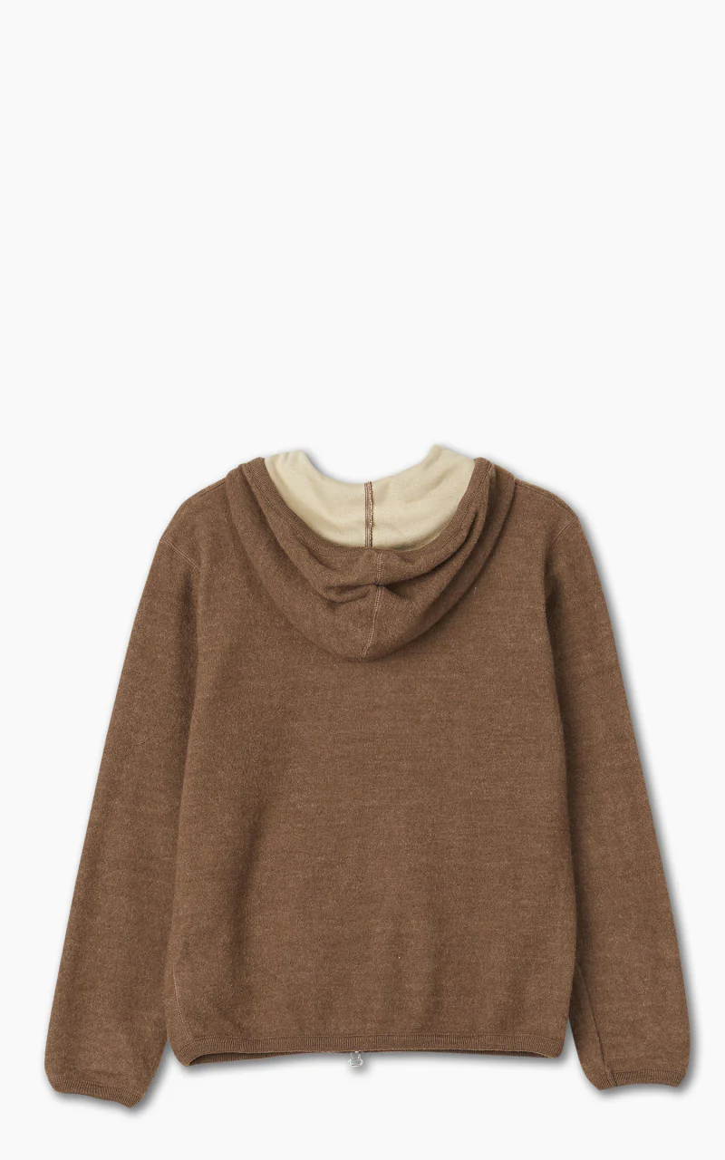Universal Works Surfer Hoodie Wool Cotton Knit Brown - Image 3