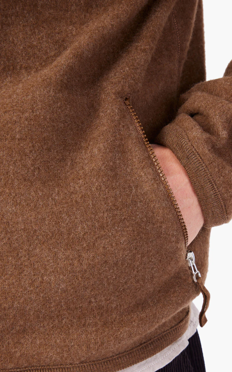 Universal Works Surfer Hoodie Wool Cotton Knit Brown - Image 6