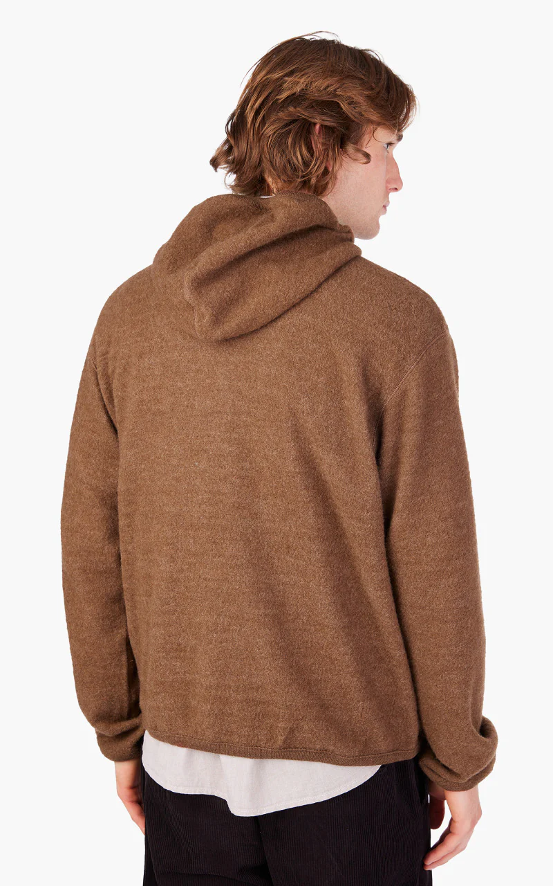 Universal Works Surfer Hoodie Wool Cotton Knit Brown - Image 7