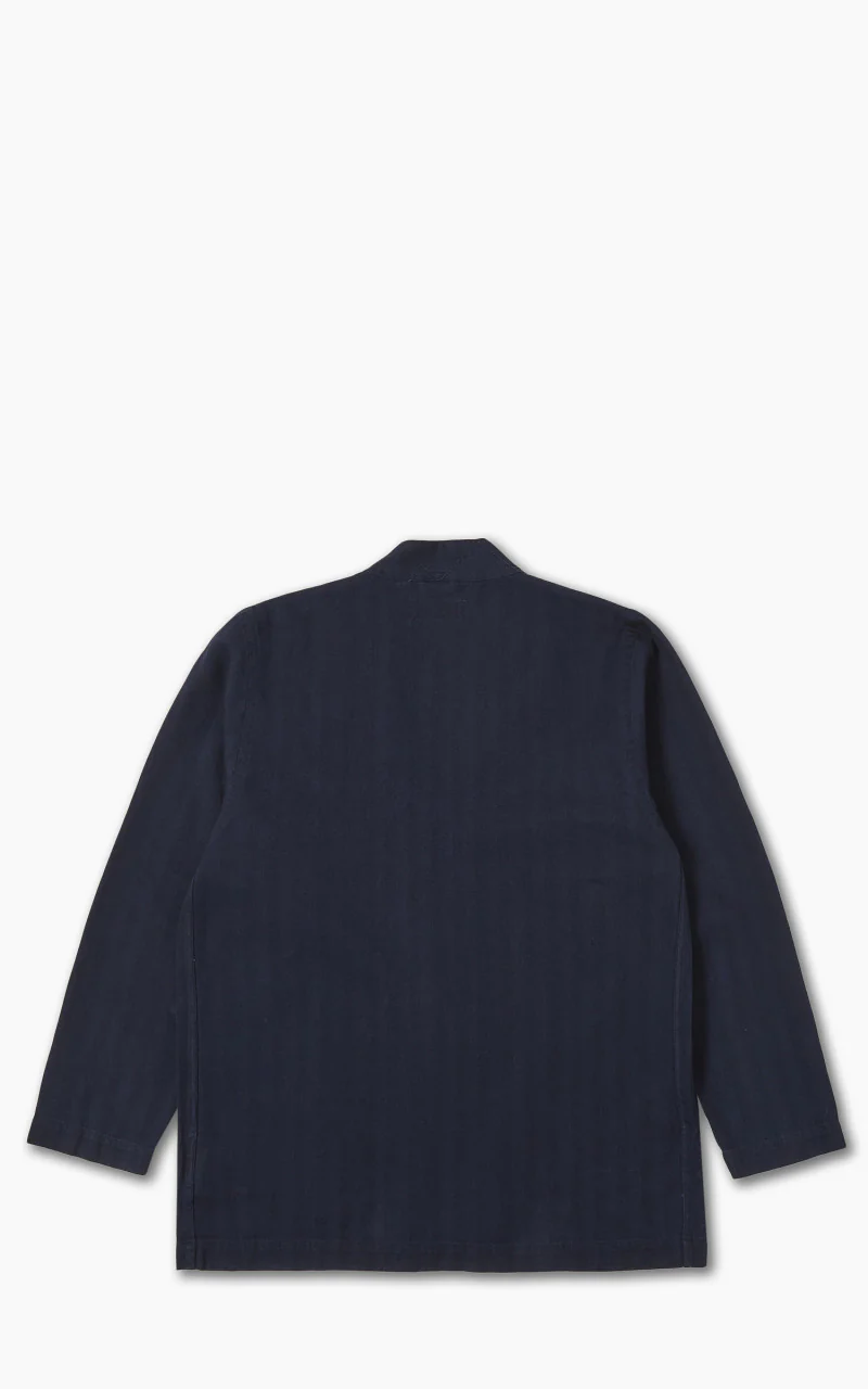 Universal Works Tie Front Jacket Herringbone Denim Indigo - Image 6