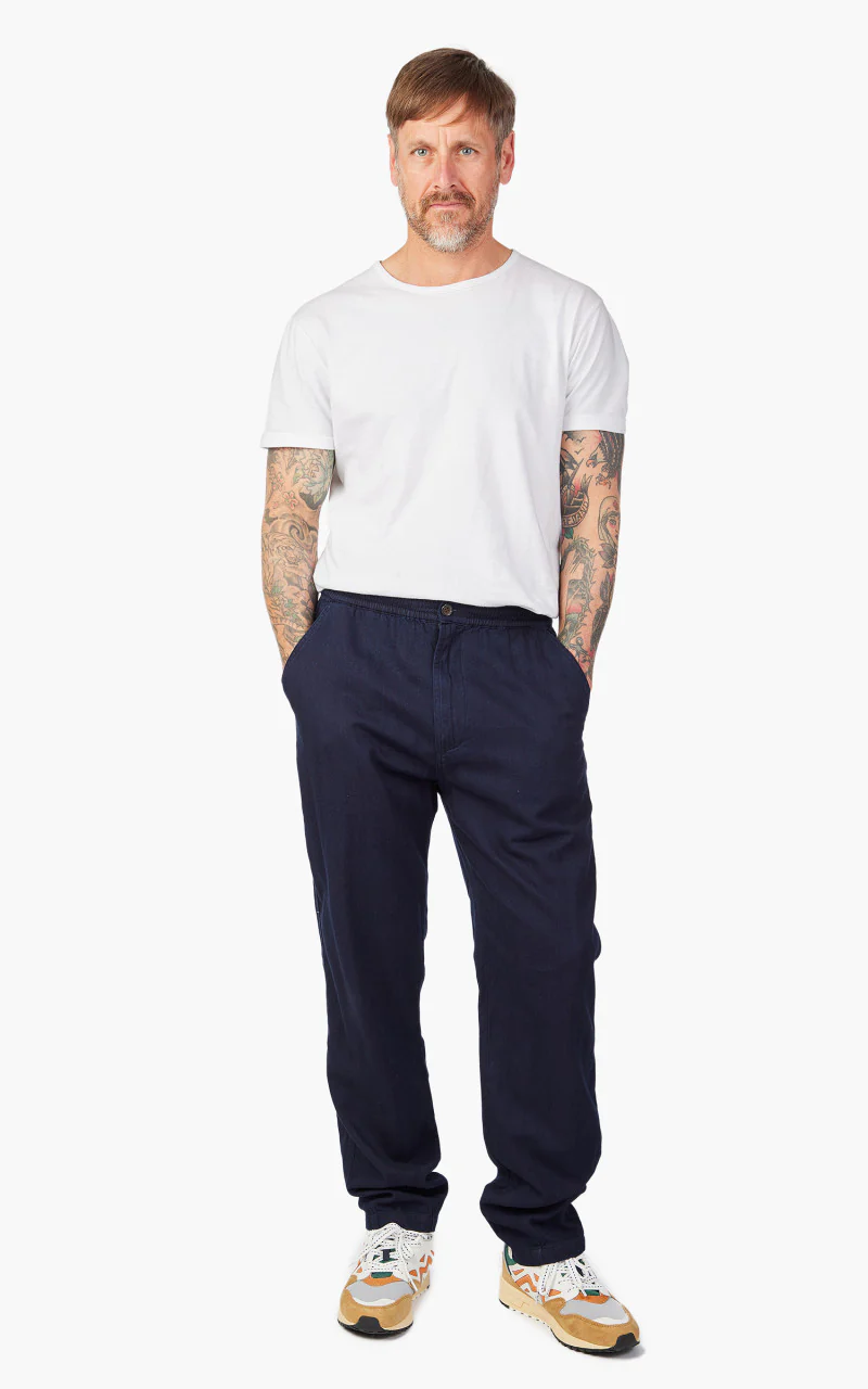 Universal Works Track Trouser Herringbone Denim Indigo - Image 2