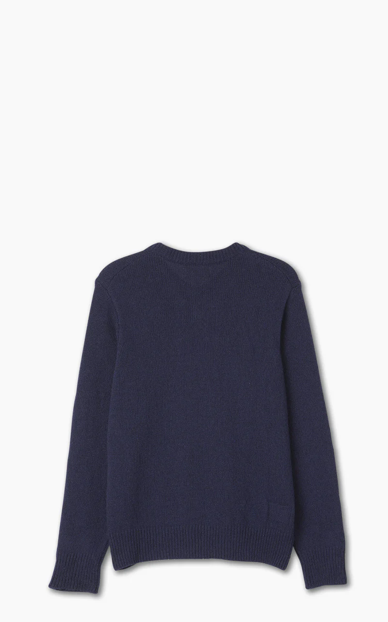 Universal Works V Neck Sweater Eco Wool Navy - Image 3