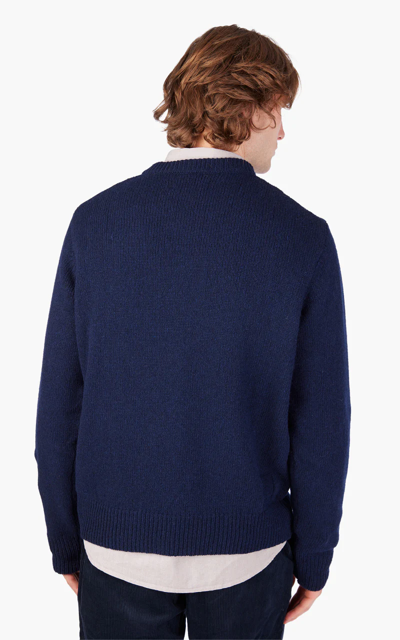 Universal Works V Neck Sweater Eco Wool Navy - Image 7