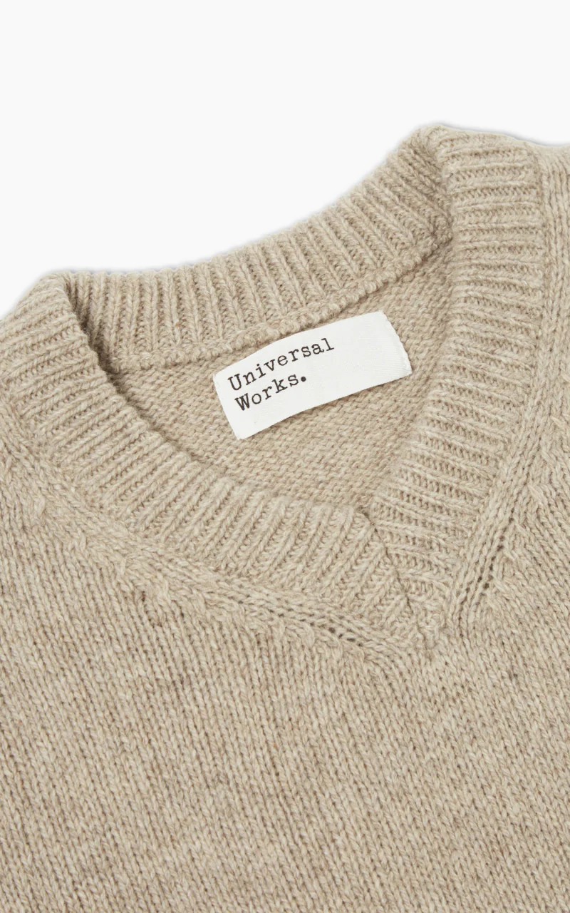 Universal Works V Neck Sweater Eco Wool Oatmeal - Image 3