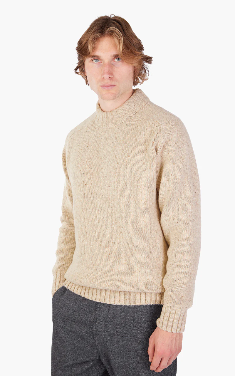 Universal Works Vincent Turtle Neck Lambswool Fleck Stone - Image 4