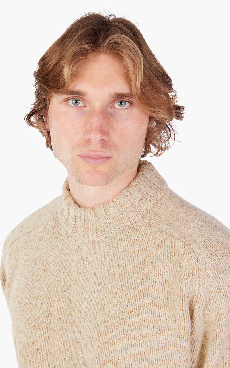 Universal Works Vincent Turtle Neck Lambswool Fleck Stone - Image 5