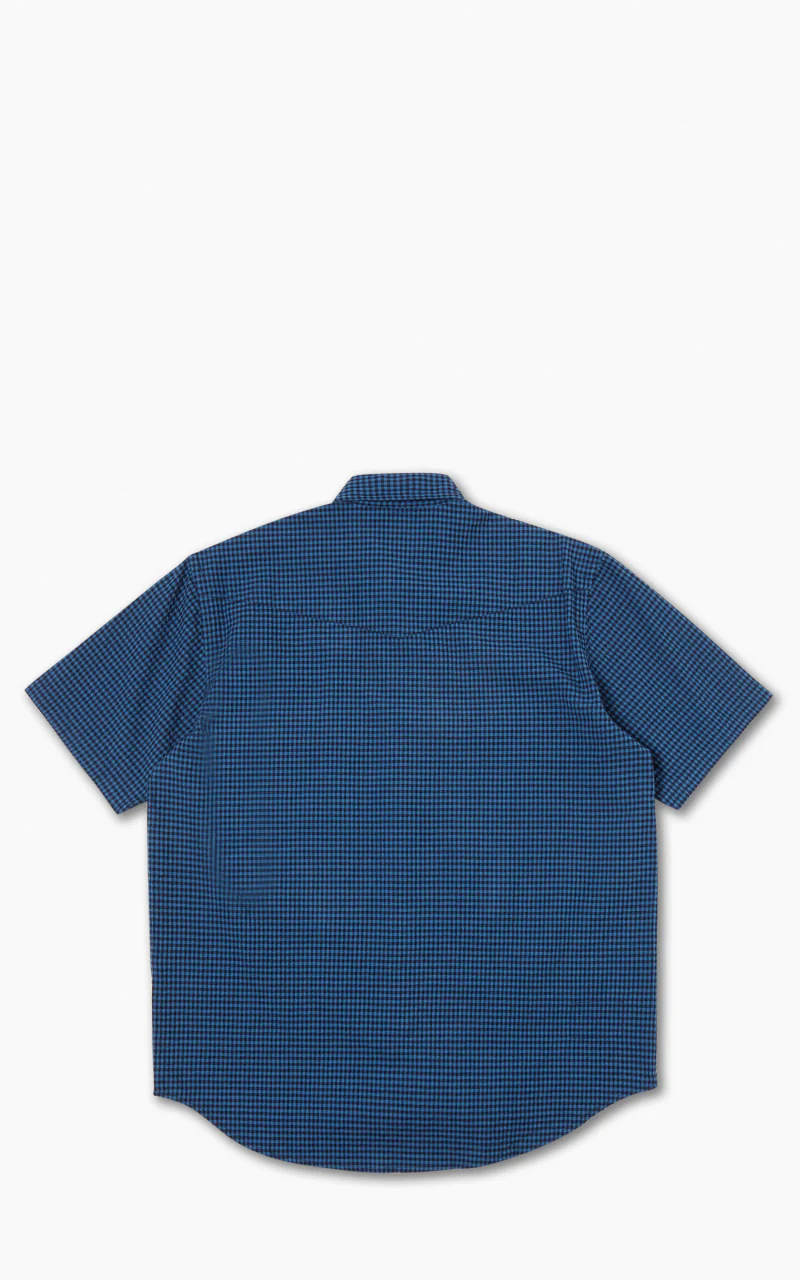 Universal Works Western Garage Shirt Gingham Seersucker Navy - Image 6